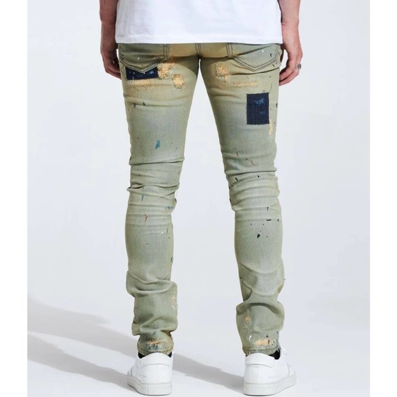 Embellish NYC Men's Rip & Repair Patchwork Distressed Skinny Fit Denim Jeans - Picture 3 of 3
